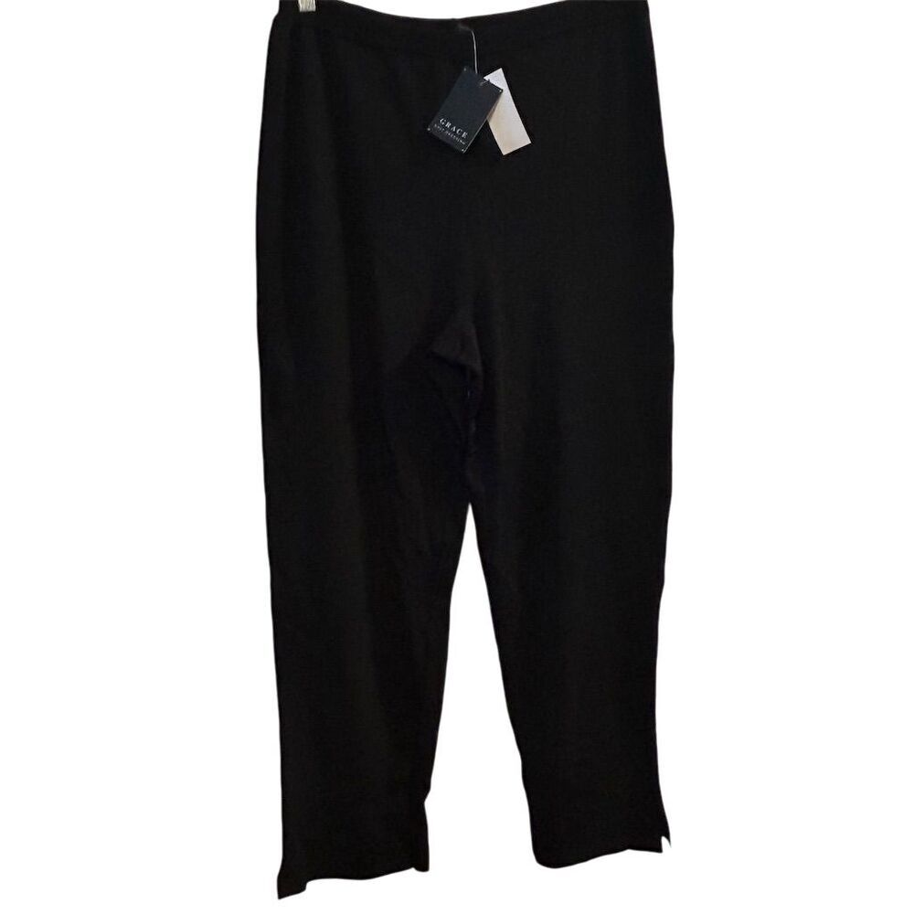Grace Knit Dressing Women's Black‎ Pants Size L Straight Leg Casual